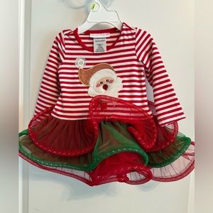 Bonnie Baby Red Stripe Santa Tutu Dress